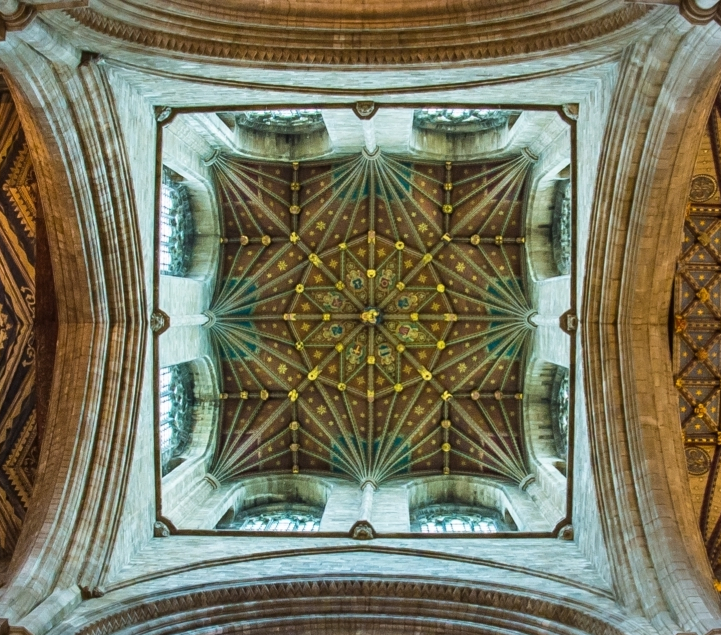 Looking up into the central tower